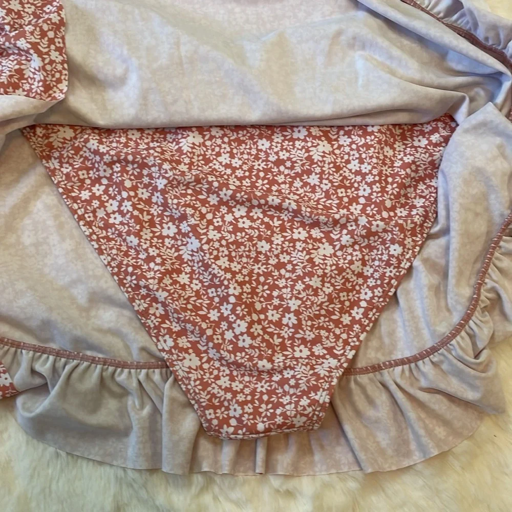 Women’s swim skirt Floral Ruffle Hem Pink 3XL